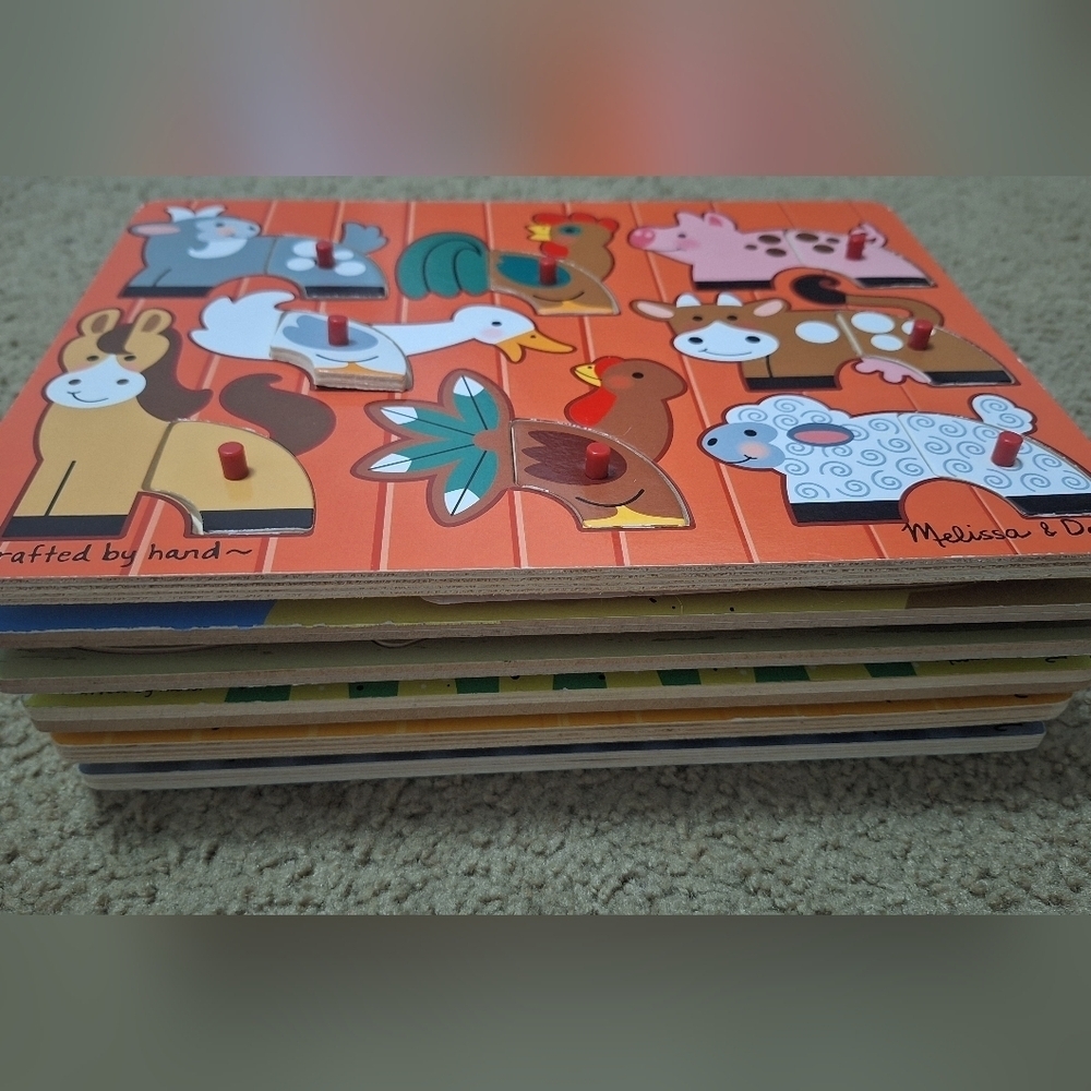 Mellisa & Doug Lot Of Six Wooden Puzzles Crafted By Hand - Picture 3 of 8